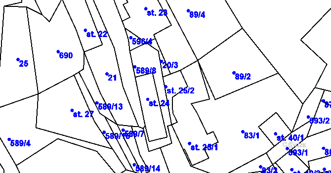 Parcela st. 25/2 v KÚ Kotel, Katastrální mapa