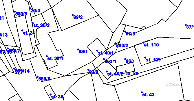 Parcela st. 40/1 v KÚ Kotel, Katastrální mapa