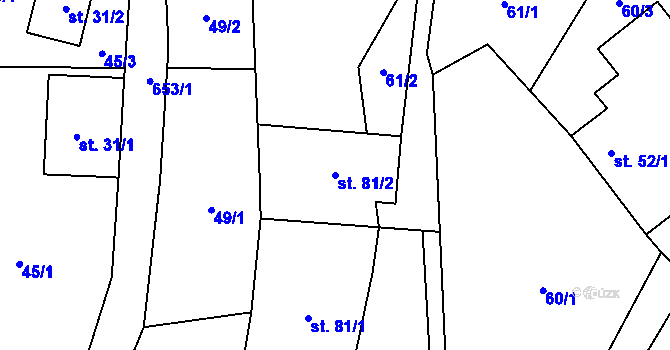 Parcela st. 81/2 v KÚ Kotel, Katastrální mapa