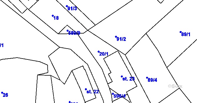 Parcela st. 20/1 v KÚ Kotel, Katastrální mapa