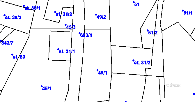Parcela st. 49 v KÚ Kotel, Katastrální mapa