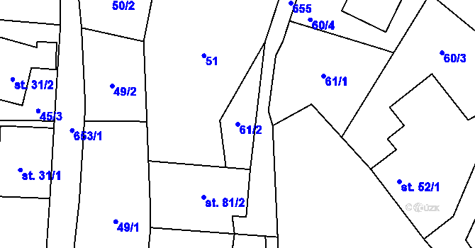 Parcela st. 61/2 v KÚ Kotel, Katastrální mapa