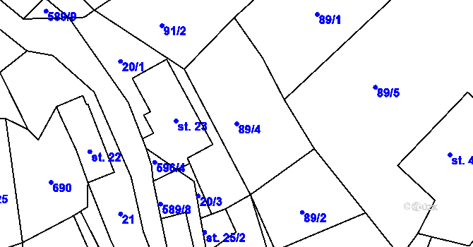 Parcela st. 89/4 v KÚ Kotel, Katastrální mapa