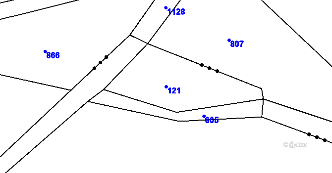 Parcela st. 121 v KÚ Kotel, Katastrální mapa