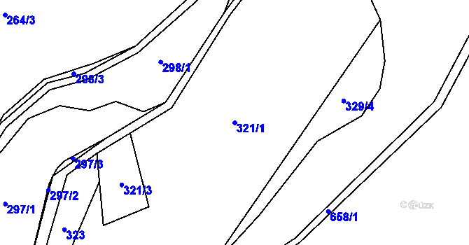 Parcela st. 321/1 v KÚ Kotel, Katastrální mapa