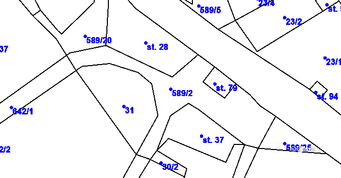 Parcela st. 589/2 v KÚ Kotel, Katastrální mapa