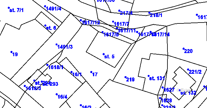 Parcela st. 5 v KÚ Lázně Kundratice, Katastrální mapa