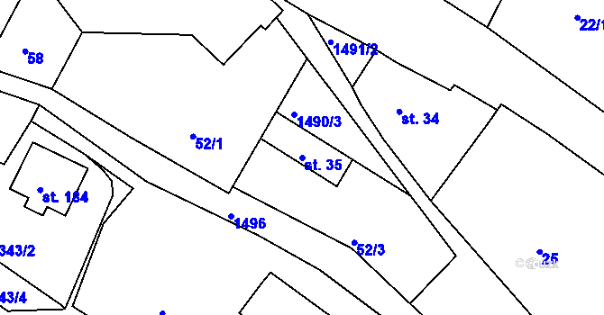 Parcela st. 35 v KÚ Lázně Kundratice, Katastrální mapa