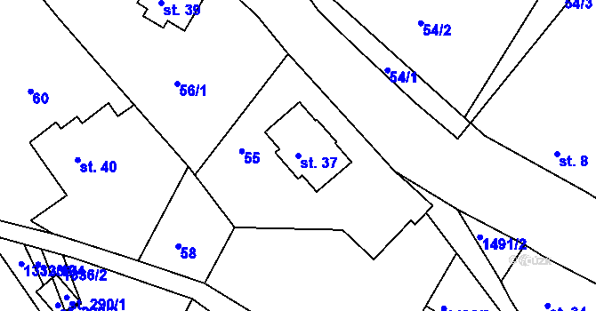 Parcela st. 37 v KÚ Lázně Kundratice, Katastrální mapa