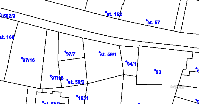 Parcela st. 59/1 v KÚ Lázně Kundratice, Katastrální mapa