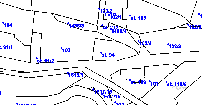 Parcela st. 94 v KÚ Lázně Kundratice, Katastrální mapa