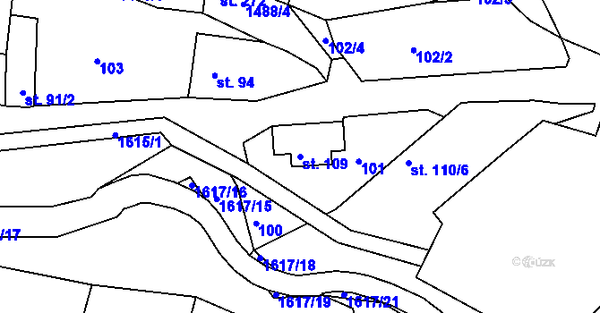 Parcela st. 109 v KÚ Lázně Kundratice, Katastrální mapa