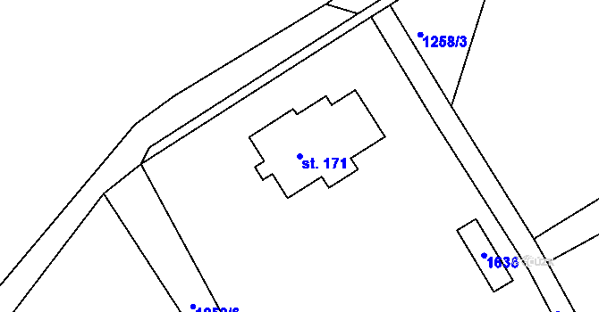 Parcela st. 171 v KÚ Lázně Kundratice, Katastrální mapa