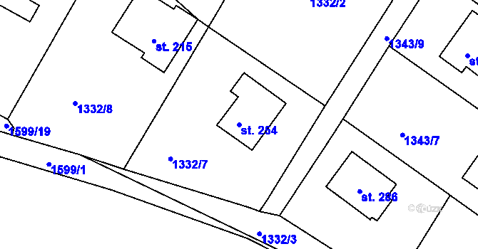 Parcela st. 254 v KÚ Lázně Kundratice, Katastrální mapa