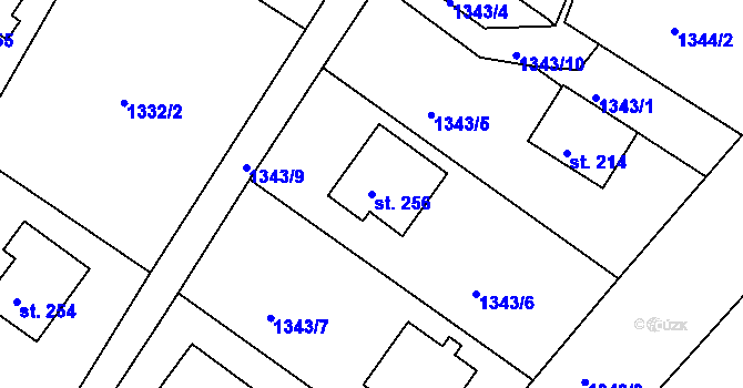 Parcela st. 256 v KÚ Lázně Kundratice, Katastrální mapa