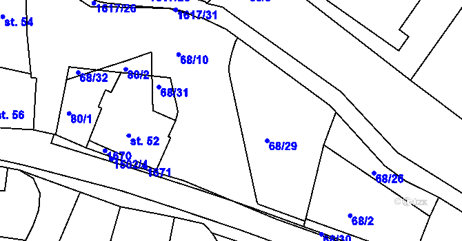 Parcela st. 68/10 v KÚ Lázně Kundratice, Katastrální mapa