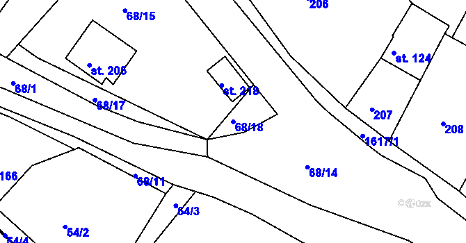 Parcela st. 68/18 v KÚ Lázně Kundratice, Katastrální mapa