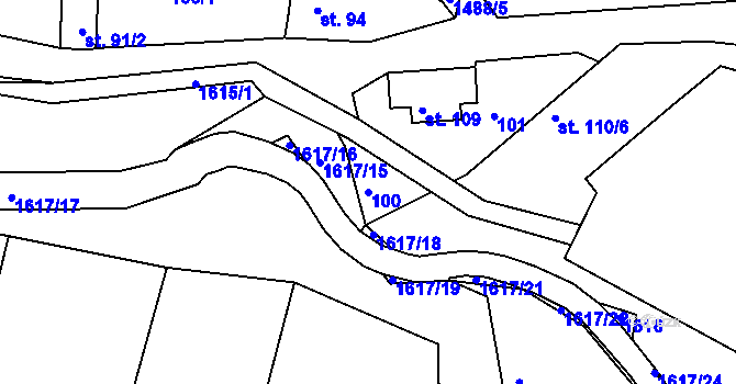 Parcela st. 100 v KÚ Lázně Kundratice, Katastrální mapa