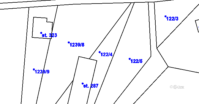 Parcela st. 122/4 v KÚ Lázně Kundratice, Katastrální mapa