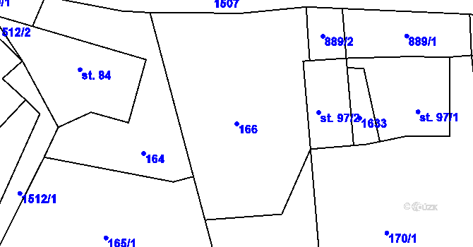 Parcela st. 166 v KÚ Lázně Kundratice, Katastrální mapa