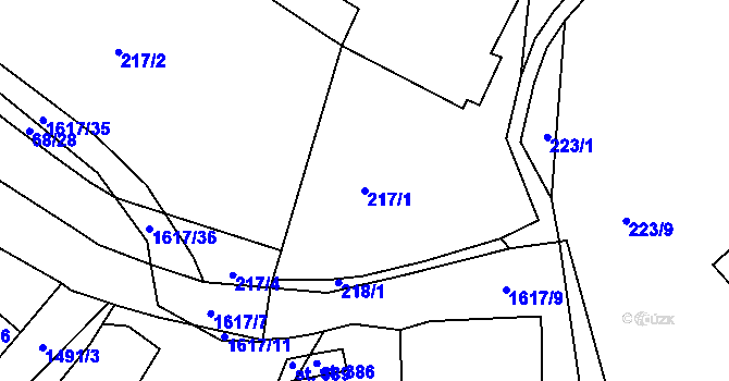 Parcela st. 217/1 v KÚ Lázně Kundratice, Katastrální mapa