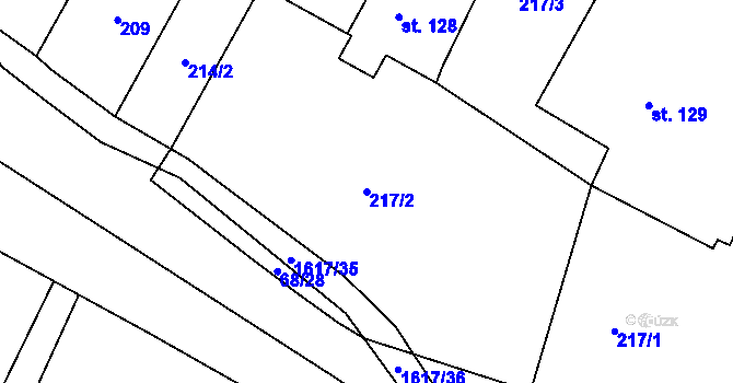 Parcela st. 217/2 v KÚ Lázně Kundratice, Katastrální mapa