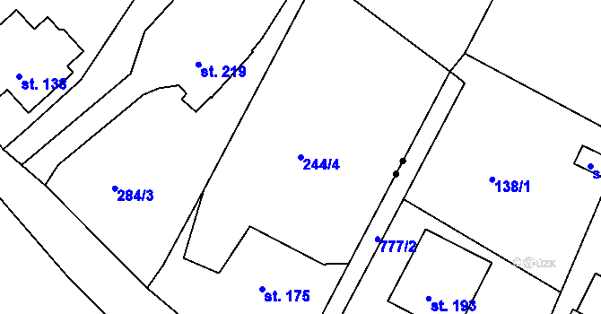 Parcela st. 244/4 v KÚ Lázně Kundratice, Katastrální mapa