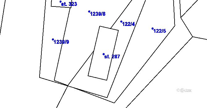 Parcela st. 287 v KÚ Lázně Kundratice, Katastrální mapa