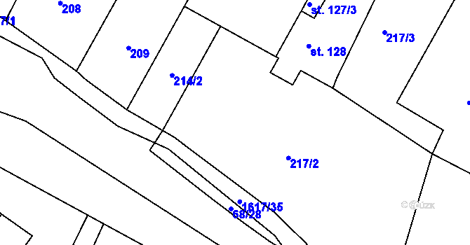 Parcela st. 214/1 v KÚ Lázně Kundratice, Katastrální mapa
