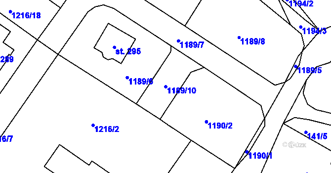 Parcela st. 1189/10 v KÚ Lázně Kundratice, Katastrální mapa