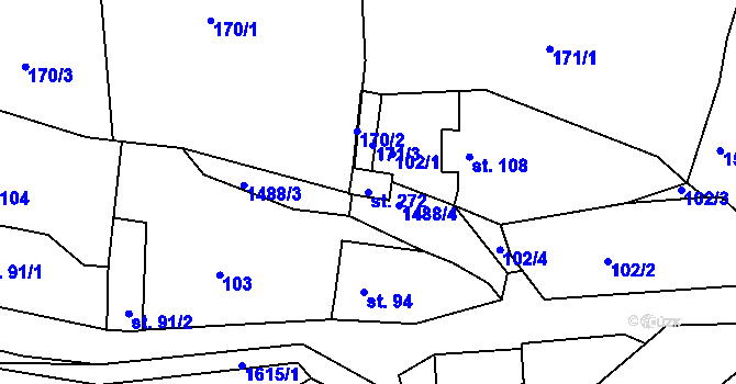 Parcela st. 272 v KÚ Lázně Kundratice, Katastrální mapa