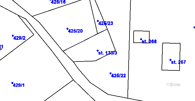 Parcela st. 133/3 v KÚ Osečná, Katastrální mapa