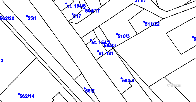 Parcela st. 181 v KÚ Osečná, Katastrální mapa