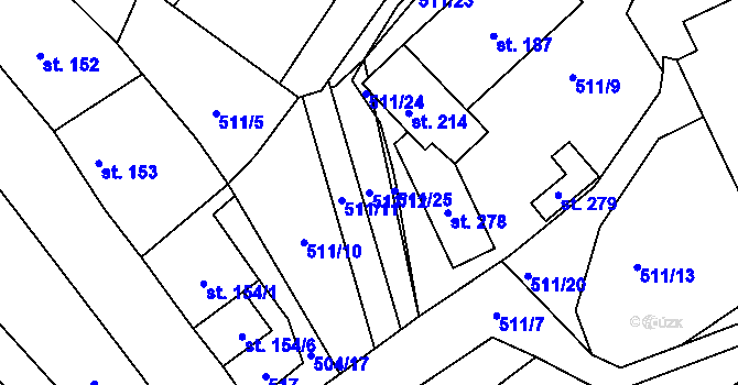 Parcela st. 511/12 v KÚ Osečná, Katastrální mapa
