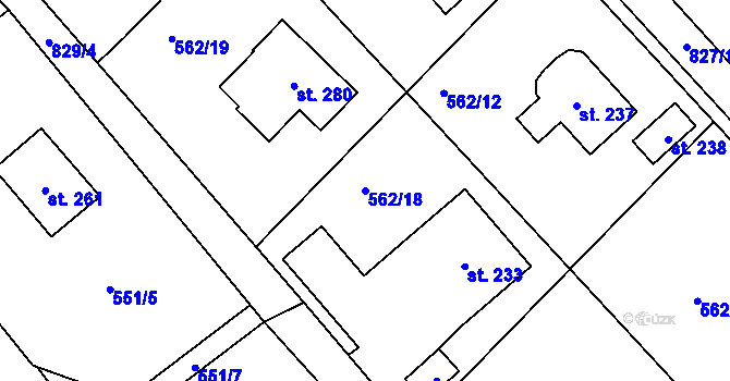 Parcela st. 562/18 v KÚ Osečná, Katastrální mapa