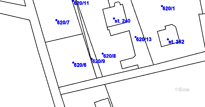 Parcela st. 620/8 v KÚ Osečná, Katastrální mapa