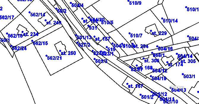 Parcela st. 823 v KÚ Osečná, Katastrální mapa
