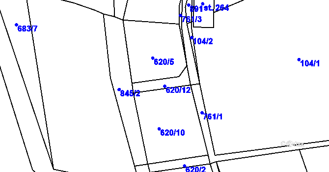 Parcela st. 620/12 v KÚ Osečná, Katastrální mapa