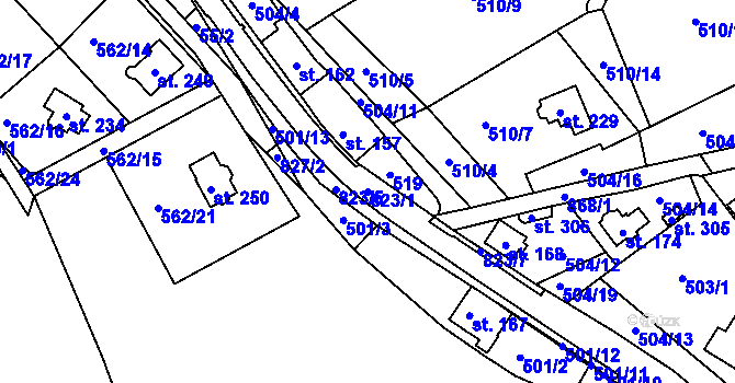 Parcela st. 823/1 v KÚ Osečná, Katastrální mapa