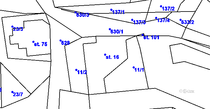 Parcela st. 16 v KÚ Zábrdí u Osečné, Katastrální mapa