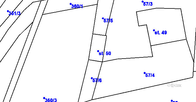 Parcela st. 50 v KÚ Zábrdí u Osečné, Katastrální mapa