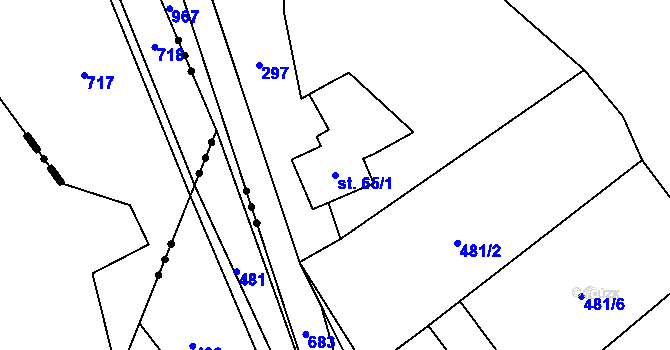 Parcela st. 65/1 v KÚ Zábrdí u Osečné, Katastrální mapa