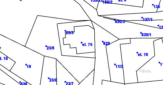 Parcela st. 75 v KÚ Zábrdí u Osečné, Katastrální mapa