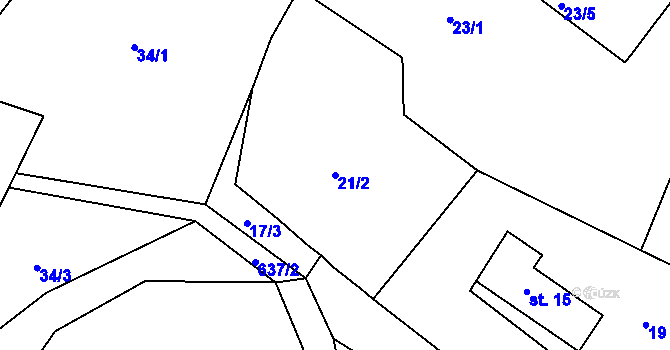 Parcela st. 21/2 v KÚ Zábrdí u Osečné, Katastrální mapa