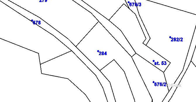 Parcela st. 284 v KÚ Zábrdí u Osečné, Katastrální mapa
