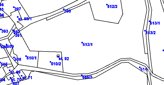 Parcela st. 512/1 v KÚ Zábrdí u Osečné, Katastrální mapa