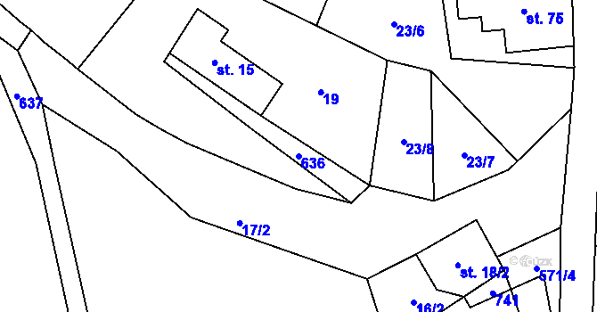 Parcela st. 636 v KÚ Zábrdí u Osečné, Katastrální mapa