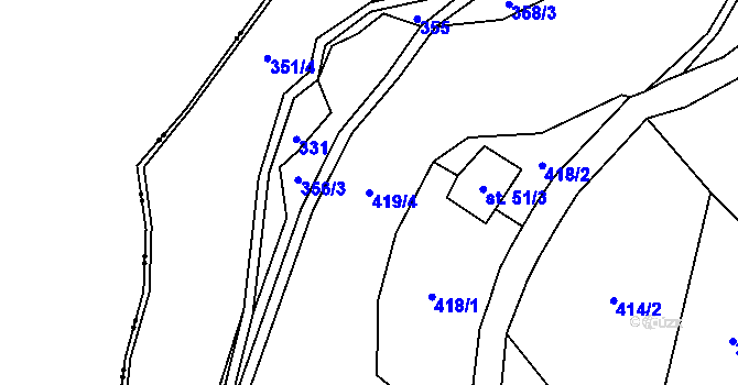 Parcela st. 419/4 v KÚ Zábrdí u Osečné, Katastrální mapa