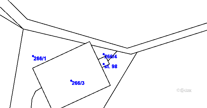 Parcela st. 266/4 v KÚ Zábrdí u Osečné, Katastrální mapa