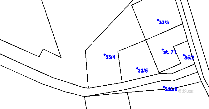 Parcela st. 33/4 v KÚ Lomy u Osečnice, Katastrální mapa